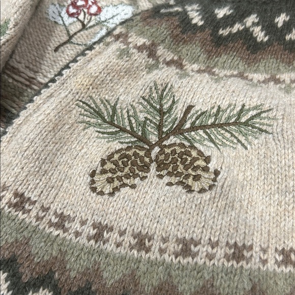 Croft & Barrow womens sz medium Cottagecore Leaf Embroidered Zip Sweater green - Picture 16 of 16